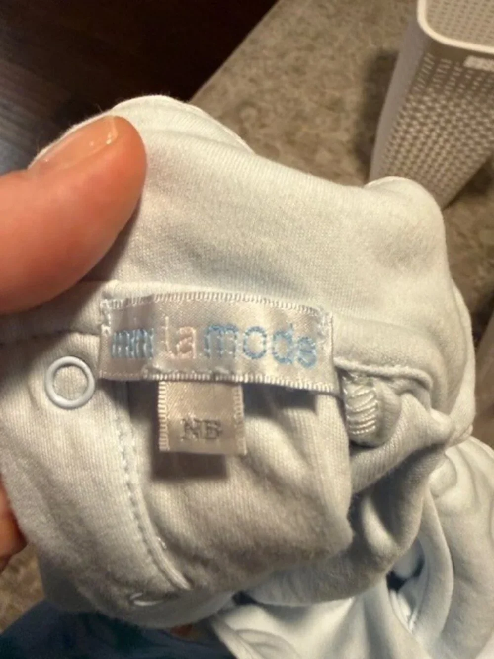 Mini La Mode Blue Stork Baby Footie with Embroidery